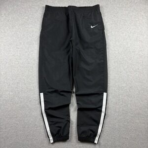 Vintage Nike Pants Women's XL 18-20 Black Striped Track Tapered Ankle Zips Y2K